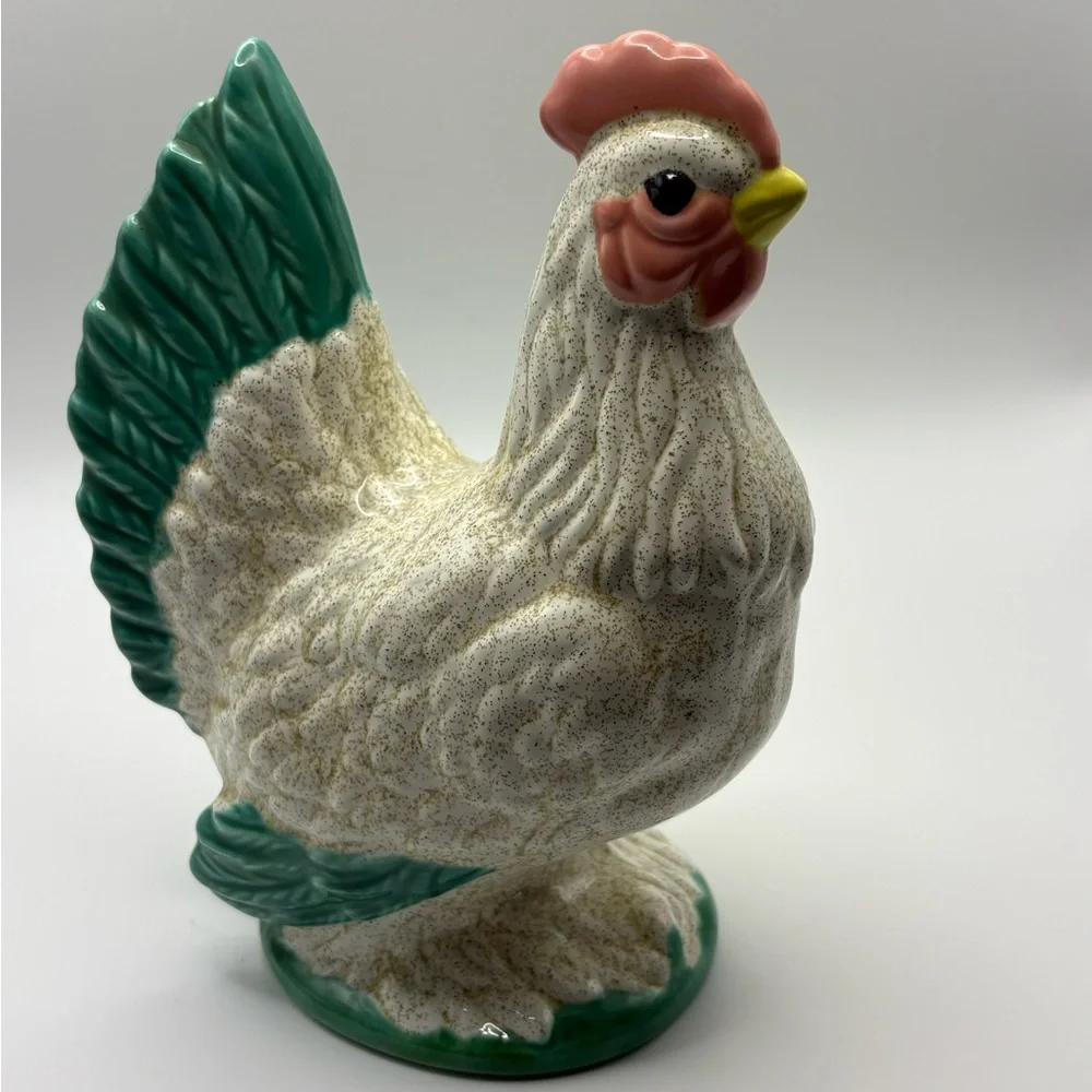 Vintage ceramic chicken figurine, approximately 7 inches tall